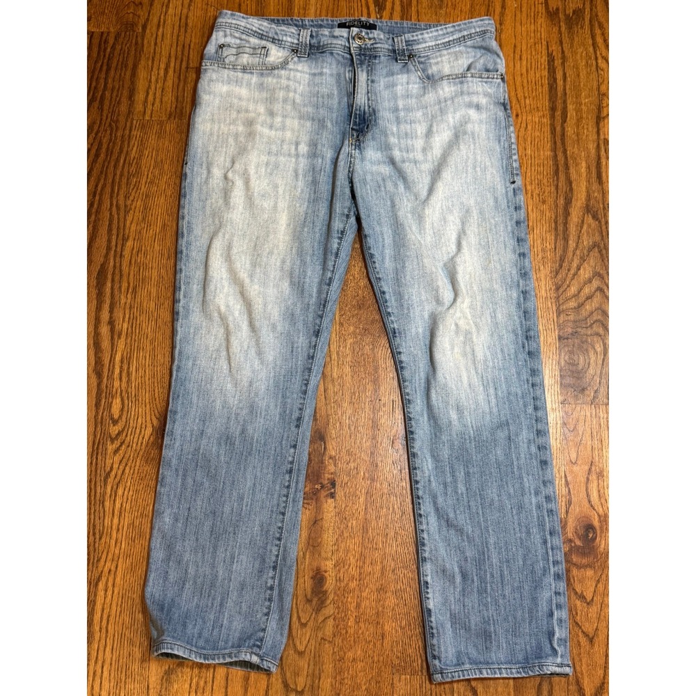 Fidelity Denim Mens Light Wash Straight Leg‎ Jeans Blue Size 34x28
